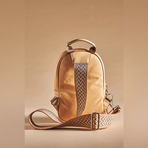 Anthropologie x Urban Originals Convertible Sling Backpack Tan Aztec Boho Chic main image 8